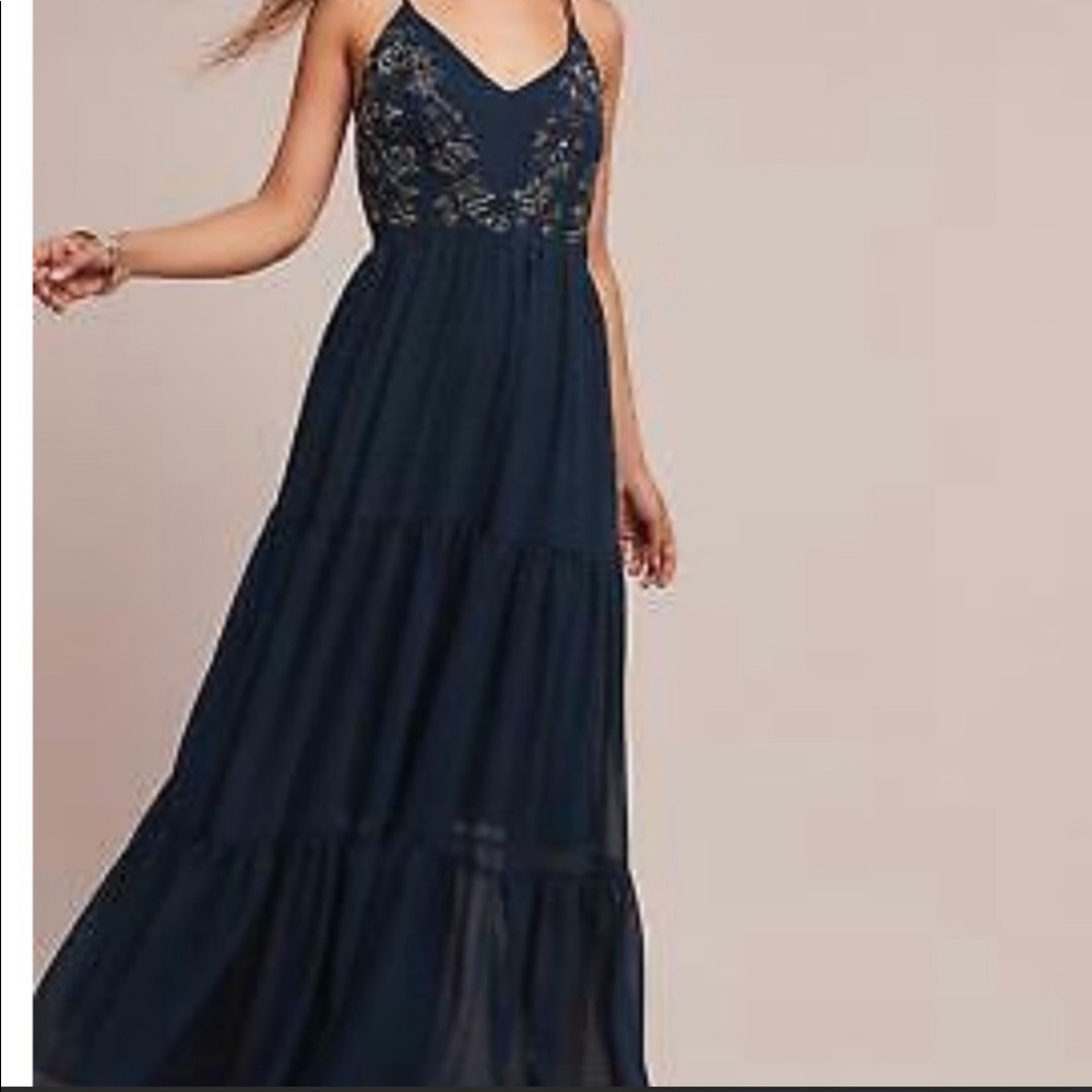 Anthropologie Lucinda Beaded Maxi Dress Size 0 MSRP: $365 Ranna Gill
